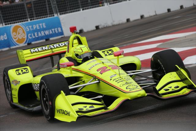 Simon Pagenaud makes his exit of Turn 10 during practice for the Firestone Grand Prix of St. Petersburg -- Photo by: Chris Jones