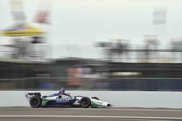 Marco Andretti races down the frontstretch during practice for the Firestone Grand Prix of St. Petersburg -- Photo by: Chris Owens