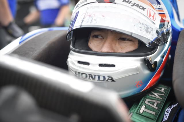 Takuma Sato sits in his No. 30 MiJack Honda on pit lane prior to qualifications for the Firestone Grand Prix of St. Petersburg -- Photo by: Chris Owens