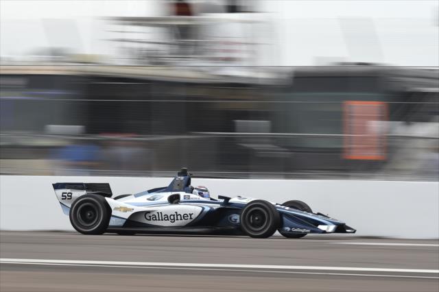 Max Chilton screams down the frontstretch during practice for the Firestone Grand Prix of St. Petersburg -- Photo by: Chris Owens