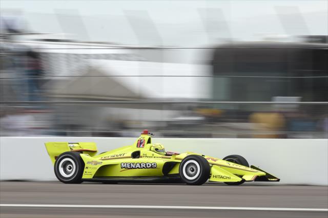 Simon Pagenaud screams down the frontstretch during practice for the Firestone Grand Prix of St. Petersburg -- Photo by: Chris Owens