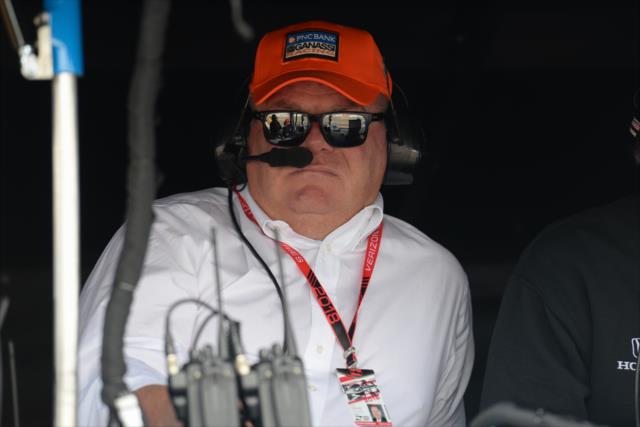 Team owner Chip Ganassi watches from his pitsand during practice for the Firestone Grand Prix of St. Petersburg -- Photo by: James  Black