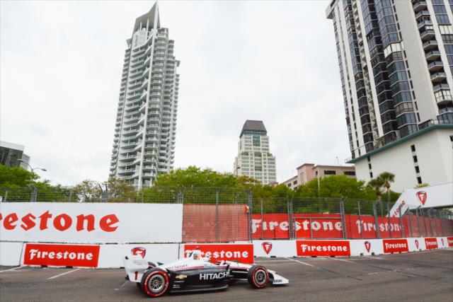 Josef Newgarden sets sail toward Turn 6 during practice for the Firestone Grand Prix of St. Petersburg -- Photo by: James  Black
