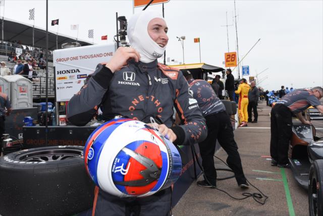 Zach Veach is all smiles along pit lane prior to practice for the Firestone Grand Prix of St. Petersburg -- Photo by: James  Black