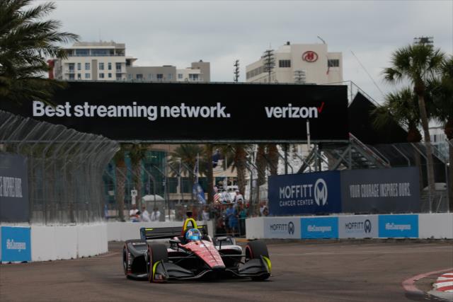 Robert Wickens sails into Turn 12 during qualifications for the Firestone Grand Prix of St. Petersburg -- Photo by: Joe Skibinski