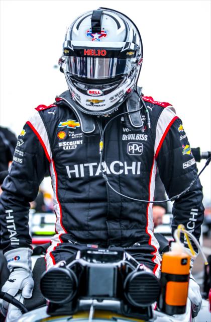 Josef Newgarden climbs into his No. 1 Hitachi Chevrolet on pit lane prior to practice for the Firestone Grand Prix of St. Petersburg -- Photo by: Shawn Gritzmacher