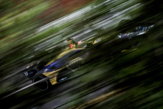 Alexander Rossi races down the backstretch during practice for the Firestone Grand Prix of St. Petersburg -- Photo by: Shawn Gritzmacher