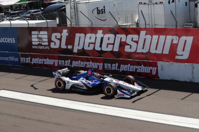 Graham Rahal streaks down the frontstretch during the Firestone Grand Prix of St. Petersburg -- Photo by: Chris Jones