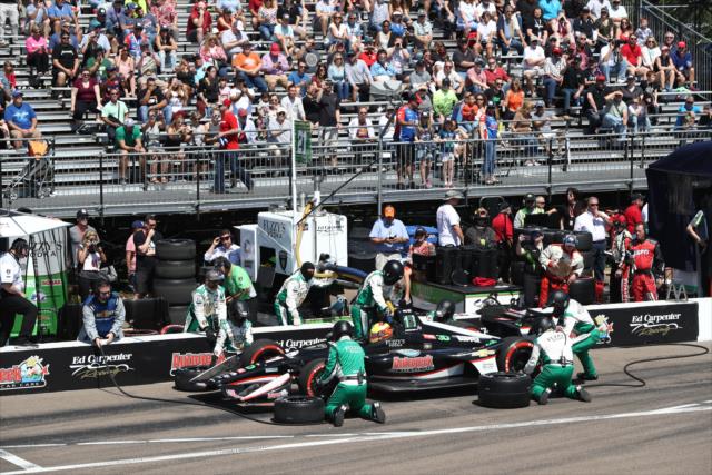 Spencer Pigot comes in for tires and fuel on pit lane during the Firestone Grand Prix of St. Petersburg -- Photo by: Chris Jones