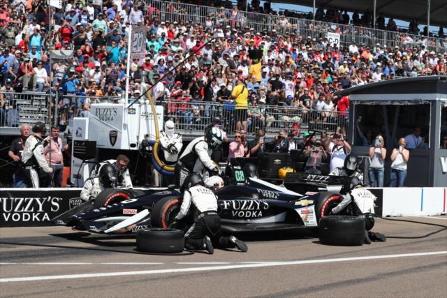 Jordan King comes in for tires and fuel on pit lane during the Firestone Grand Prix of St. Petersburg -- Photo by: Chris Jones