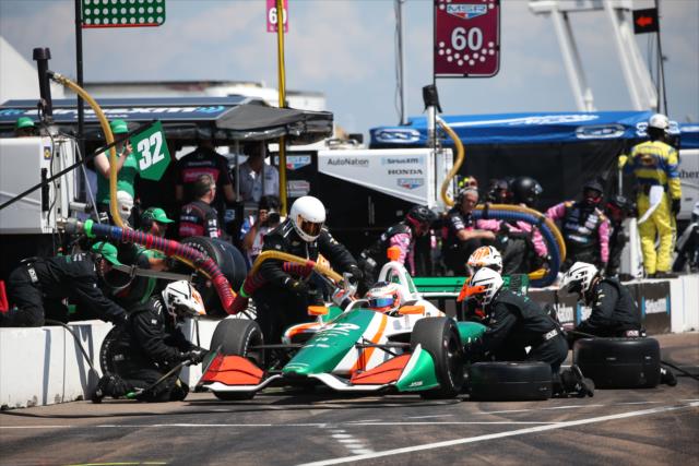 Rene Binder comes in for tires and fuel on pit lane during the Firestone Grand Prix of St. Petersburg -- Photo by: Chris Jones