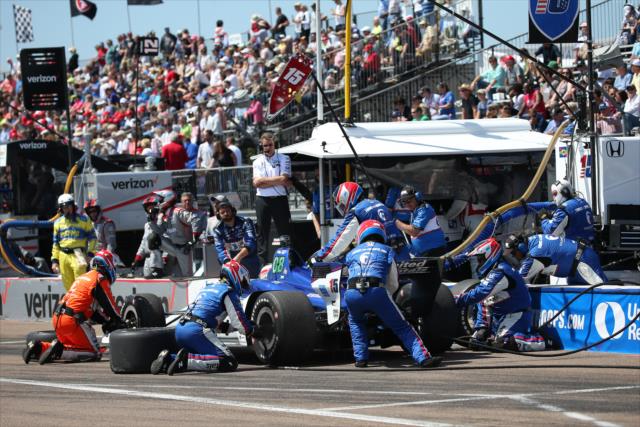 Graham Rahal comes in for tires and fuel on pit lane during the Firestone Grand Prix of St. Petersburg -- Photo by: Chris Jones