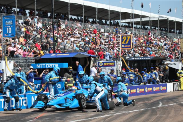 Ed Jones comes in for tires and fuel on pit lane during the Firestone Grand Prix of St. Petersburg -- Photo by: Chris Jones