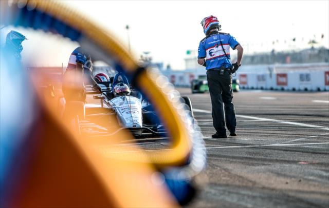 Graham Rahal comes in for tires and fuel on pit lane during practice for the Firestone Grand Prix of St. Petersburg -- Photo by: Shawn Gritzmacher