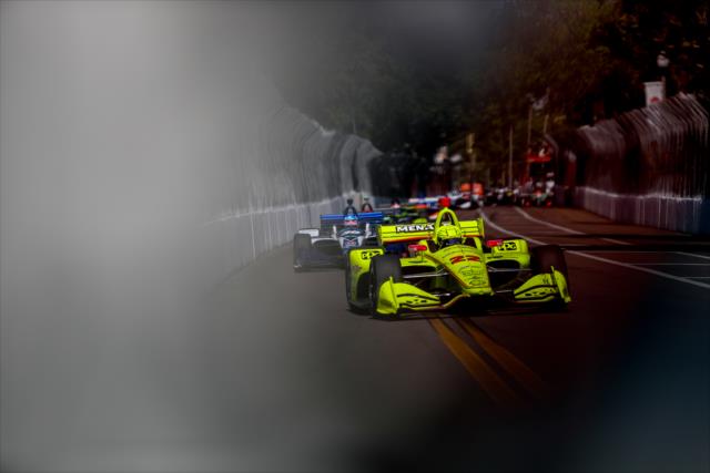 Simon Pagenaud sets up for Turn 10 during the Firestone Grand Prix of St. Petersburg -- Photo by: Shawn Gritzmacher