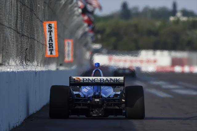 Scott Dixon streaks down the frontstretch during the final warmup for the Firestone Grand Prix of St. Petersburg -- Photo by: Chris Owens
