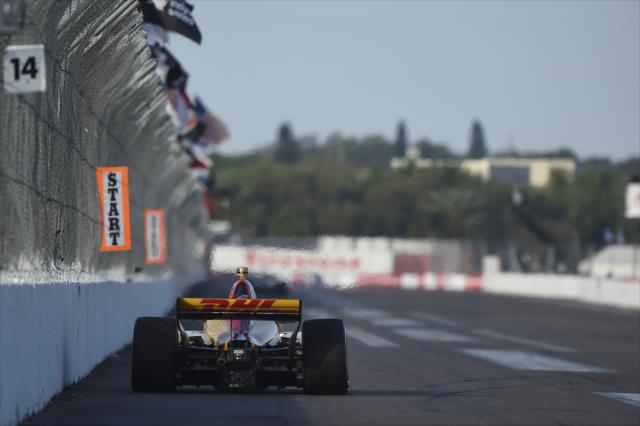 Ryan Hunter-Reay streaks down the frontstretch during the final warmup for the Firestone Grand Prix of St. Petersburg -- Photo by: Chris Owens