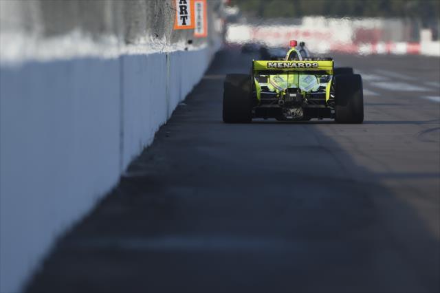 Simon Pagenaud streaks down the frontstretch during the final warmup for the Firestone Grand Prix of St. Petersburg -- Photo by: Chris Owens