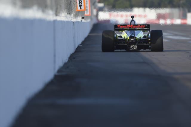 Sebastien Bourdais streaks down the frontstretch during the final warmup for the Firestone Grand Prix of St. Petersburg -- Photo by: Chris Owens