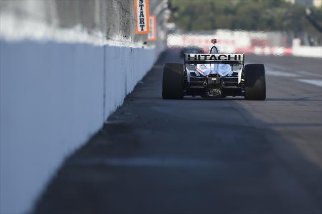 Josef Newgarden streaks down the frontstretch during the final warmup for the Firestone Grand Prix of St. Petersburg -- Photo by: Chris Owens