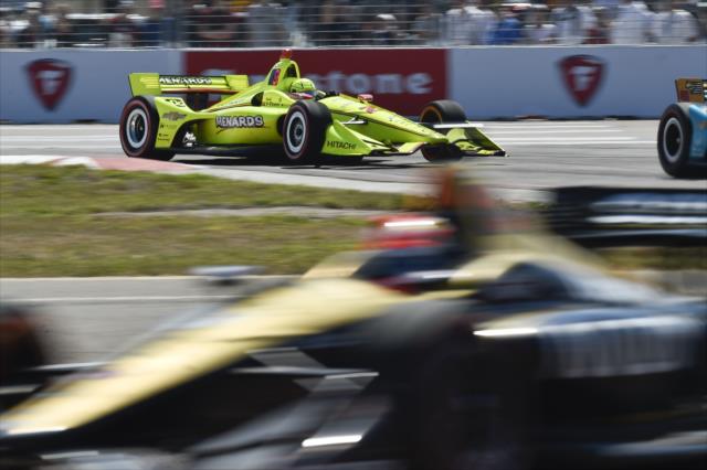 Simon Pagenaud races through Turn 1 during the Firestone Grand Prix of St. Petersburg -- Photo by: Chris Owens
