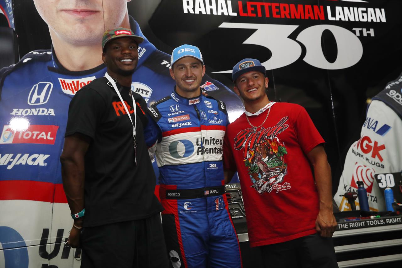 Packers WR Marquez Valdes-Scantling, Buccaneers WR Scotty Miller with Colton Herta - Firestone Grand Prix of St. Petersburg -- Photo by: Chris Jones