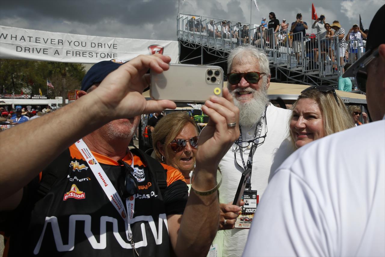 David Letterman with fans - Firestone Grand Prix of St. Petersburg - By: Chris Jones -- Photo by: Chris Jones