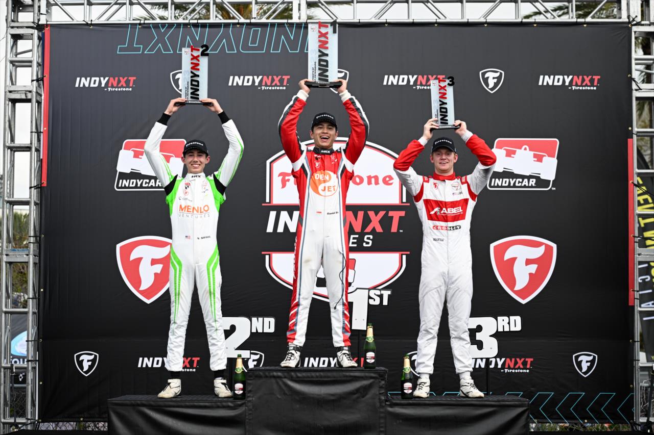 Nolan Siegel, Danial Frost and Jacob Abel - INDY NXT By Firestone Grand Prix of St. Petersburg - By: James Black -- Photo by: James  Black