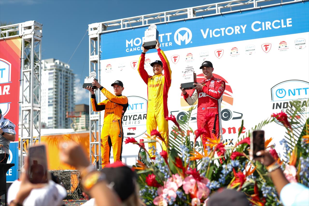 Christian Lundgaard, Alex Palou and Scott McLaughlin - Firestone Grand Prix of St. Petersburg - By: Joe Skibinski -- Photo by: Joe Skibinski