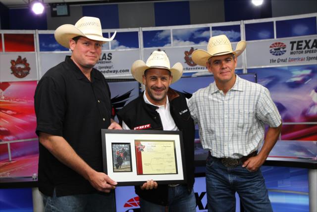 Tony Kanaan awarded a bull for his Indy 500 win -- Photo by: Chris Jones