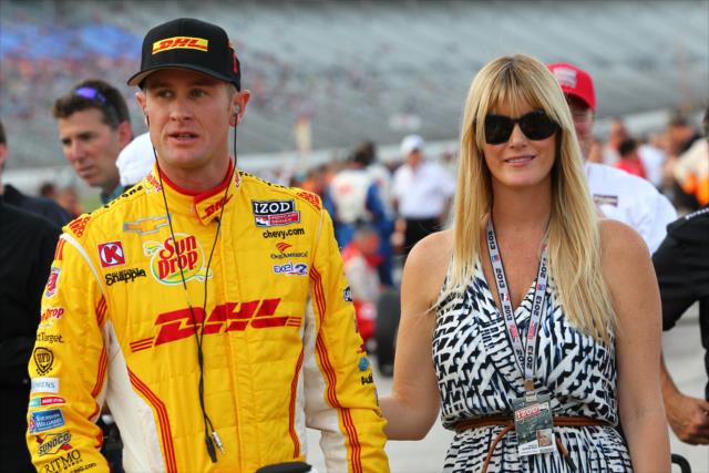 Ryan and Beccy Hunter-Reay during pre-race festivities at Texas Motor Speedway -- Photo by: Chris Jones