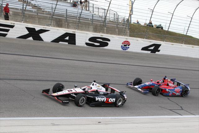 Will Power leads Marco Andretti in Turn 4 at Texas Motor Speedway -- Photo by: Chris Jones