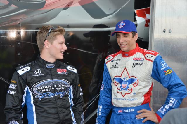 Justin Wilson and Josef Newgarden during pre-race festivities -- Photo by: John Cote