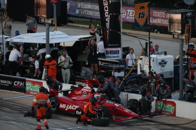 Graham Rahal comes in for an early pit stop during the Firestone 600 at Texas Motor Speedway -- Photo by: Chris Jones
