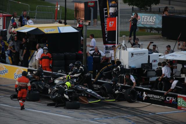 Josef Newgarden comes in for an early pitstop during the Firestone 600 at Texas Motor Speedway -- Photo by: Chris Jones