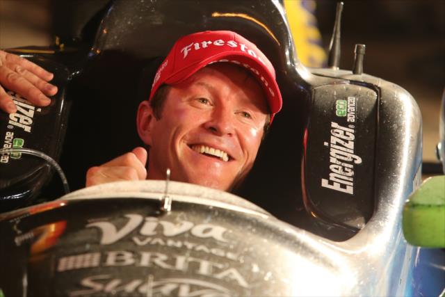 Scott Dixon is all smiles in Victory Circle following his win in the Firestone 600 at Texas Motor Speedway -- Photo by: Chris Jones