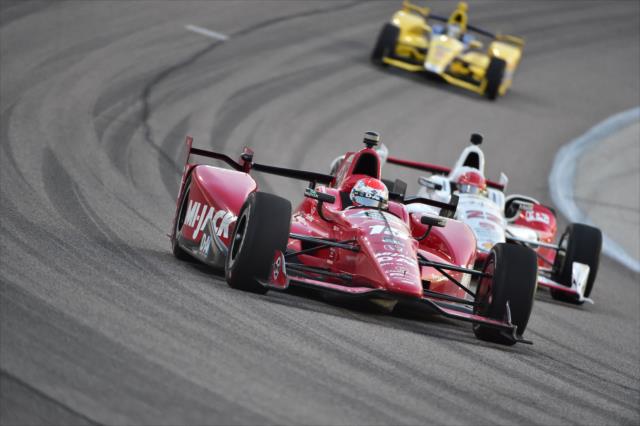 Graham Rahal leads Simon Pagenaud through Turn 2 during the Firestone 600 at Texas Motor Speedway -- Photo by: Chris Owens