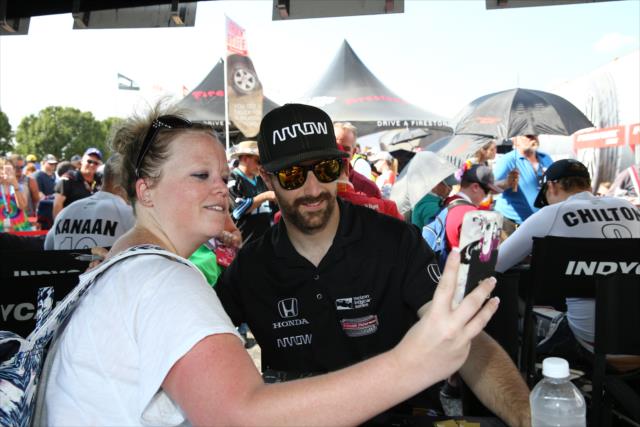 James Hinchcliffe poses for a photo during the autograph session at Texas Motor Speedway -- Photo by: Chris Jones