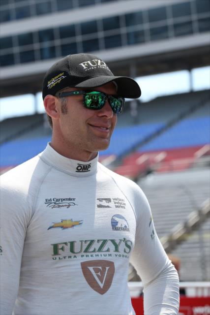 Ed Carpenter waits along pit lane prior to qualifications for the Firestone 600 at Texas Motor Speedway -- Photo by: Chris Jones