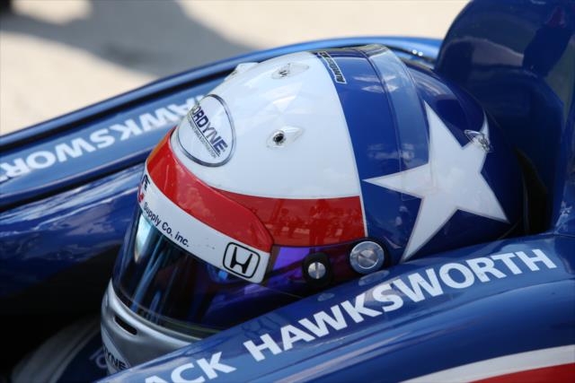 Jack Hawksworth sits in his No. 41 ABC Supply Honda prior to his qualification attempt for the Firestone 600 at Texas Motor Speedway -- Photo by: Chris Jones