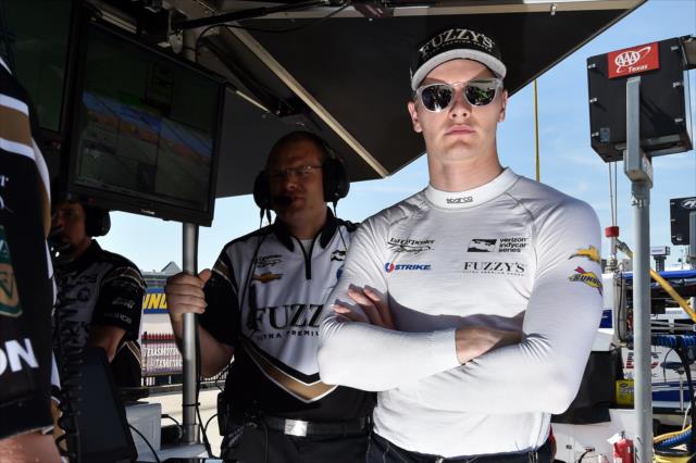 Josef Newgarden looks on from his pit stand prior to practice for the Firestone 600 at Texas Motor Speedway -- Photo by: Chris Owens