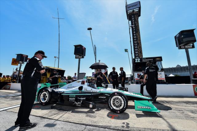 Simon Pagenaud and Team Penske wait along pit lane prior to practice for the Firestone 600 at Texas Motor Speedway -- Photo by: Chris Owens