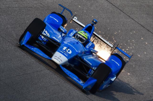 Tony Kanaan shoots up sparks during practice for the Firestone 600 at Texas Motor Speedway -- Photo by: Chris Owens