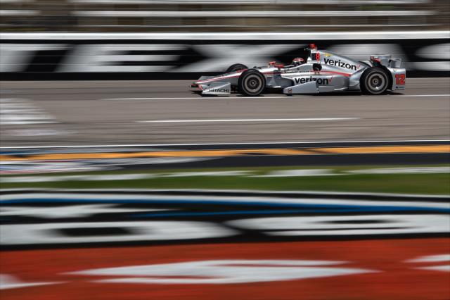 Will Power streaks toward the start/finish line during practice for the Firestone 600 at Texas Motor Speedway -- Photo by: Chris Owens