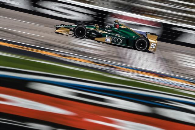 Ed Carpenter crosses the start/finish line during practice for the Firestone 600 at Texas Motor Speedway -- Photo by: Chris Owens