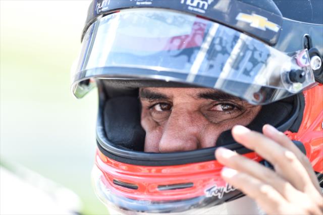 Juan Pablo Montoya gets ready for his qualification attempt for the Firestone 600 at Texas Motor Speedway -- Photo by: Chris Owens