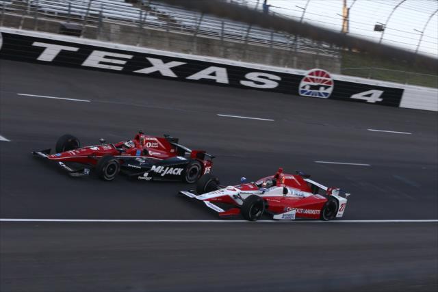 Graham Rahal and Marco Andretti sail through Turn 4 during the Rainguard Water Sealers 600 at Texas Motor Speedway -- Photo by: Chris Jones