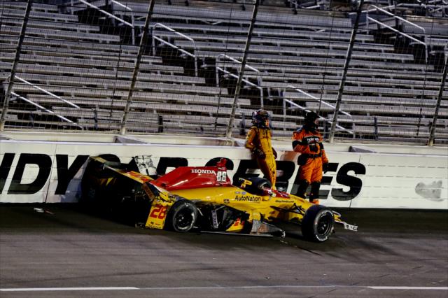 Ryan Hunter-Reay sits in Turn 4 after contact during the Rainguard Water Sealers 600 at Texas Motor Speedway -- Photo by: Chris Jones
