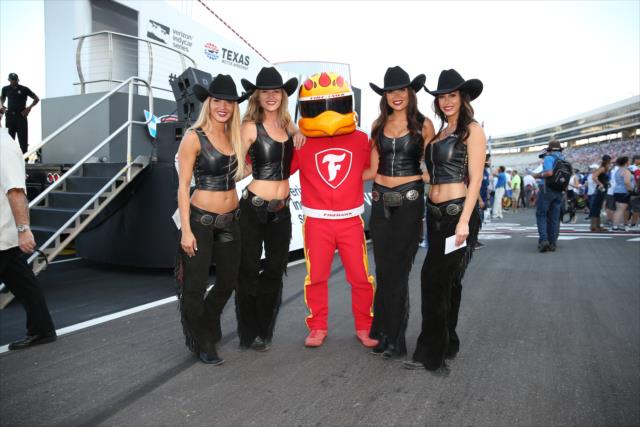 The Firestone Firehawk with the Great American Sweethearts during pre-race festivities for the Rainguard Water Sealers 600 at Texas Motor Speedway -- Photo by: Chris Jones