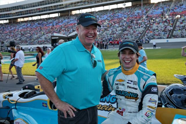 Gabby Chaves with Al Unser Jr. during pre-race festivities for the Rainguard Water Sealers 600 at Texas Motor Speedway -- Photo by: Chris Jones